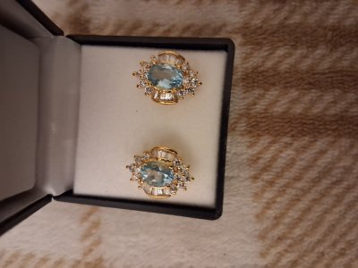 Gold tone and simulated stone earrings