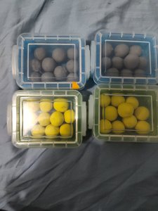 Sling shot/ Sling ammo heavy with container Total  of 40 clay balls